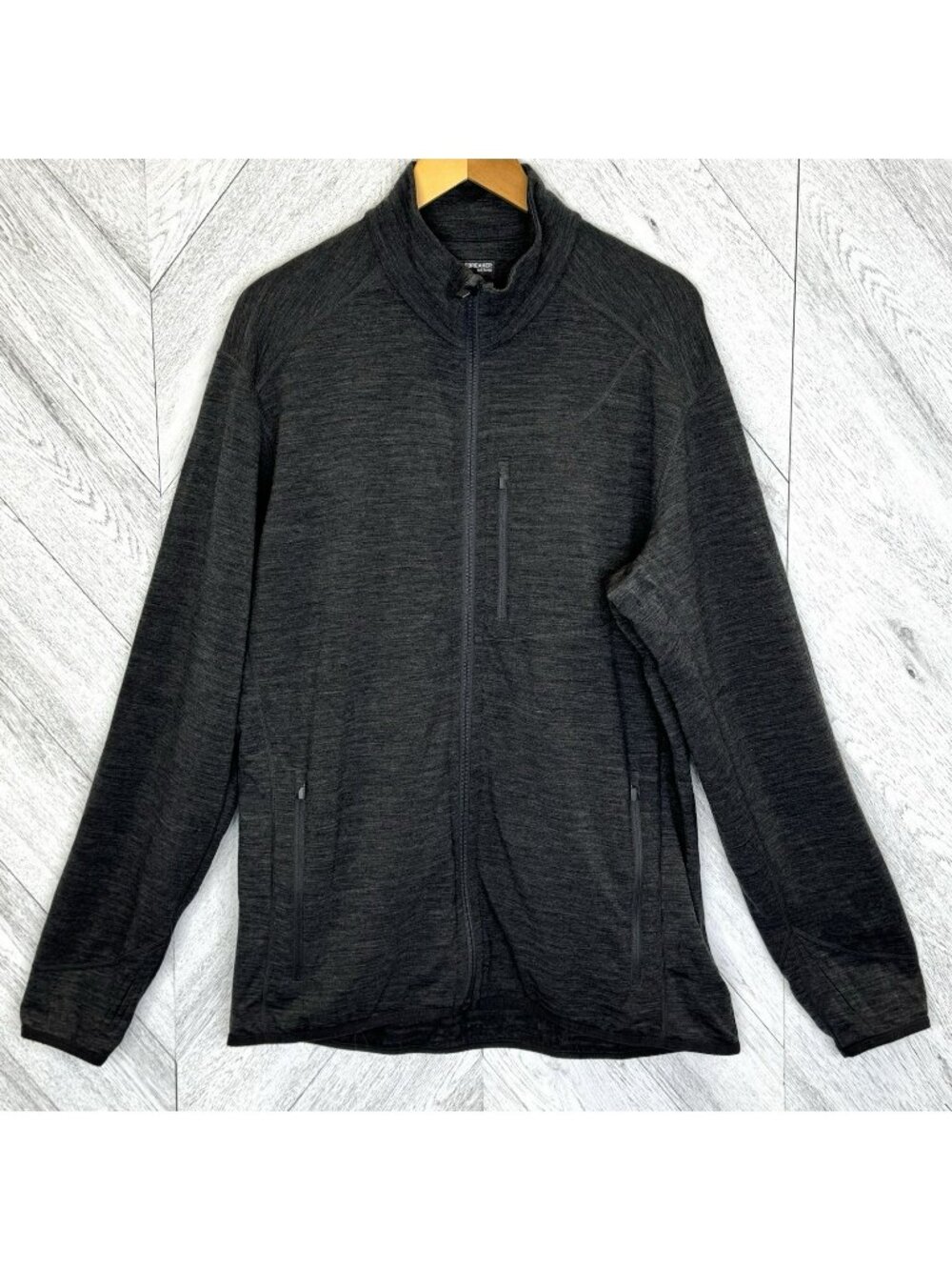 Icebreaker Merino Wool Gray Descender Long Sleeve Full Zip Jacket Mens Size XL